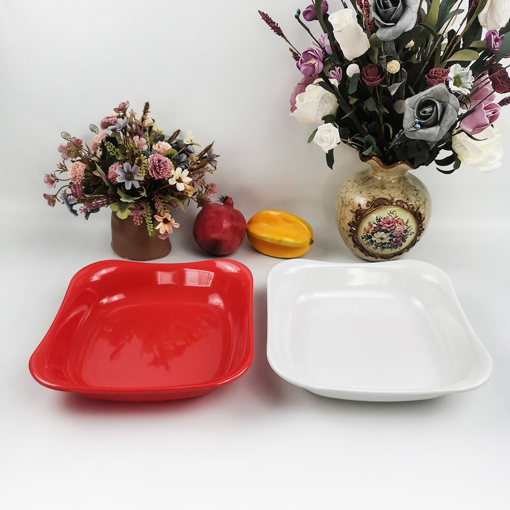 Wholesale Restaurant Dinner Plates White or Red Melamine Square Plate