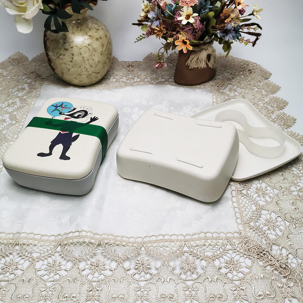 L882 Small waist design melamine or bamboo fiber Bento box with binding seal lunchbox can do customized pattern