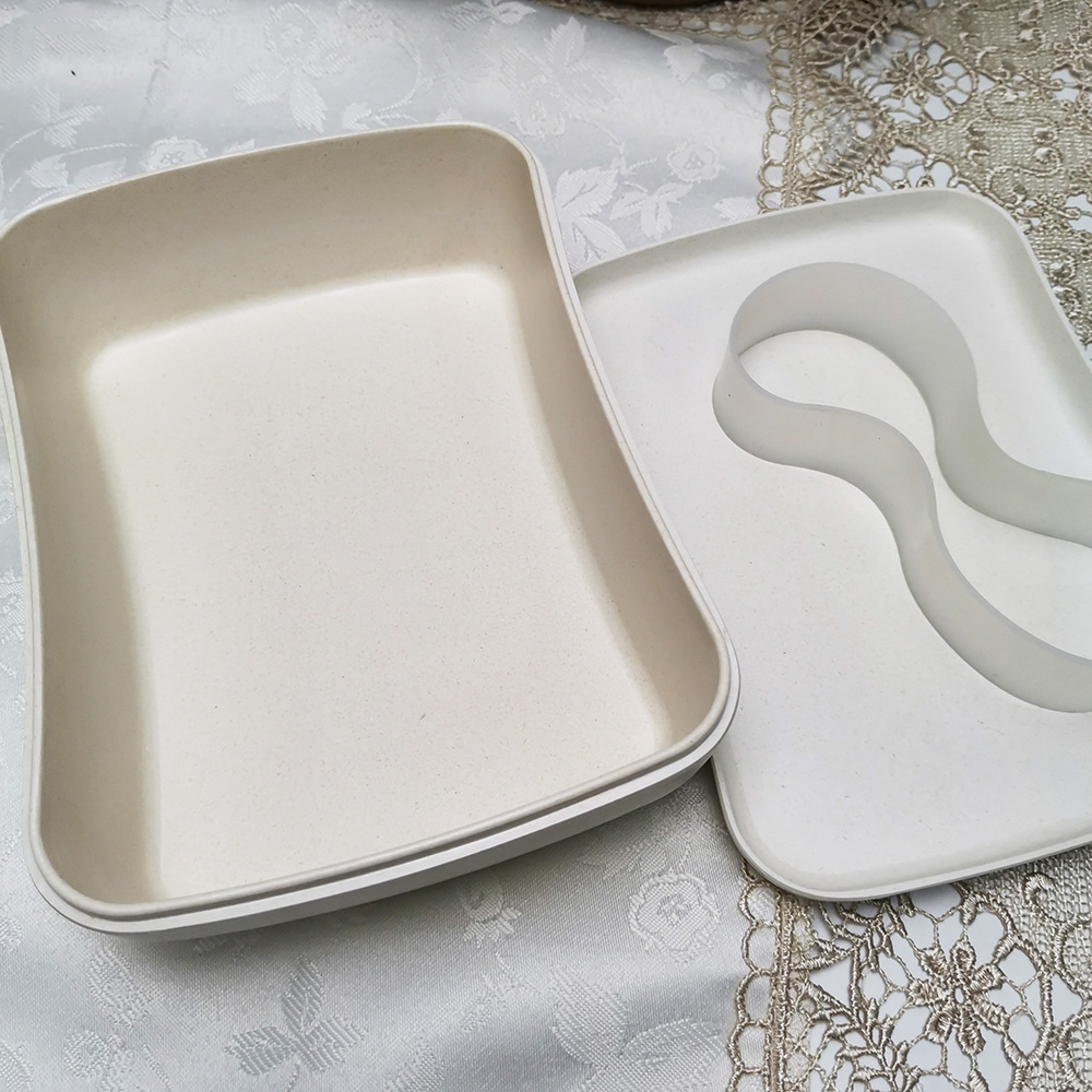L882 Small waist design melamine or bamboo fiber Bento box with binding seal lunchbox can do customized pattern