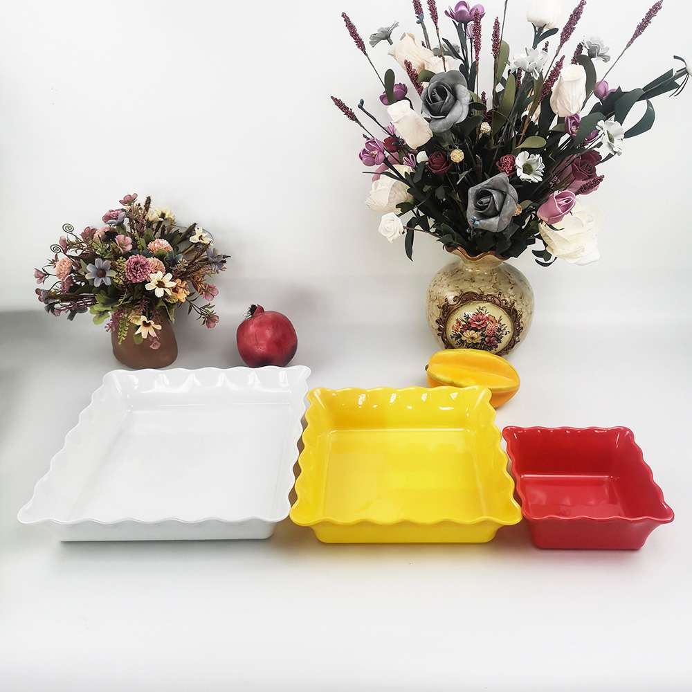 Unique design kitchen square wavy fruit salad bowl