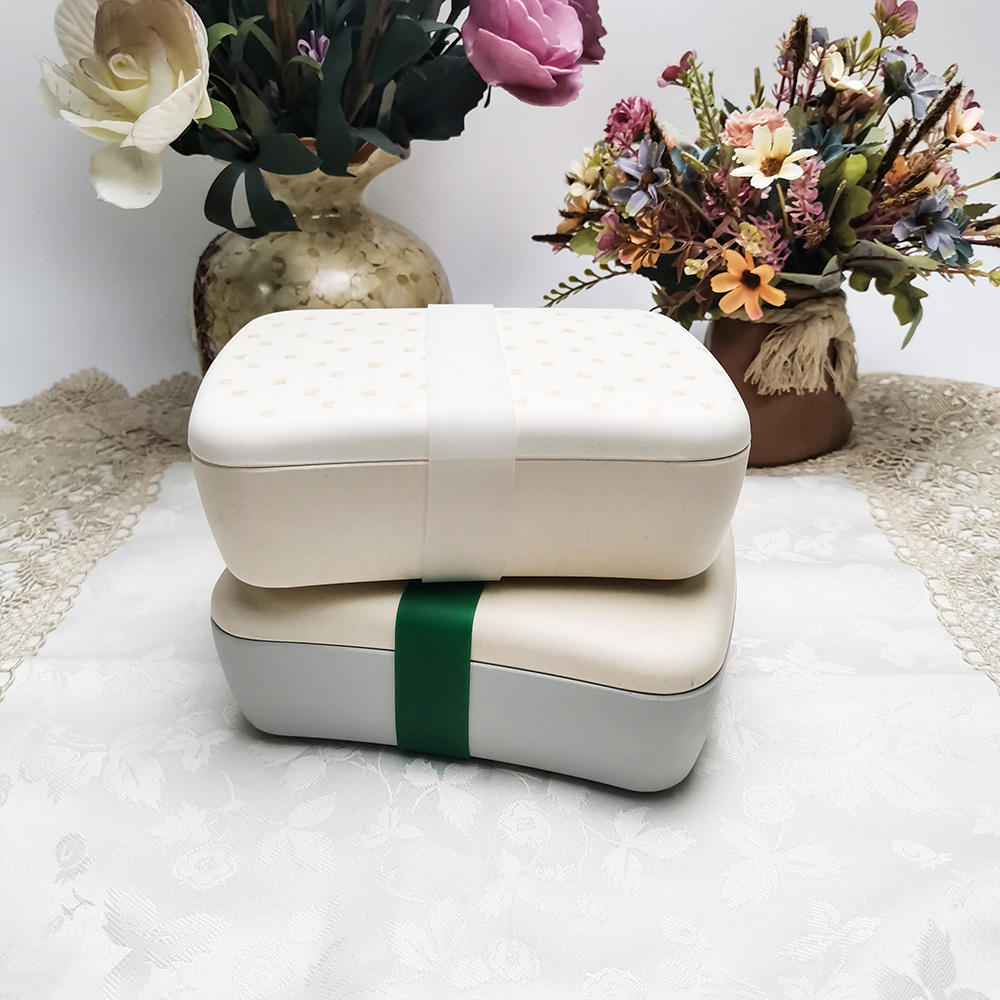 L882 Small waist design melamine or bamboo fiber Bento box with binding seal lunchbox can do customized pattern