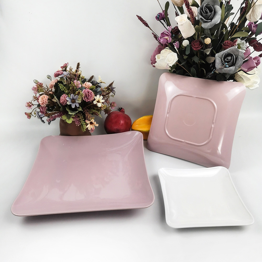 Unbreakable Melamine Dish Square Shape Dinner Plates for Restaurant