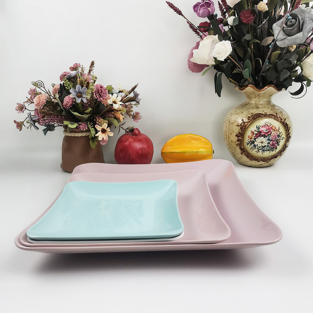 Unbreakable Melamine Dish Square Shape Dinner Plates for Restaurant