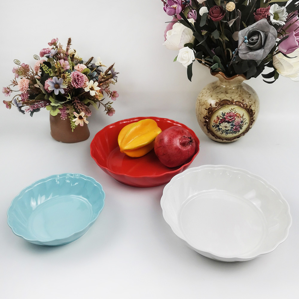 Popular round ceramic snack salad fruit bowl ceramic for hotel