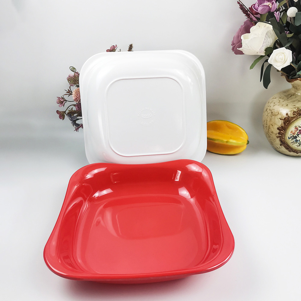 Wholesale Restaurant Dinner Plates White or Red Melamine Square Plate