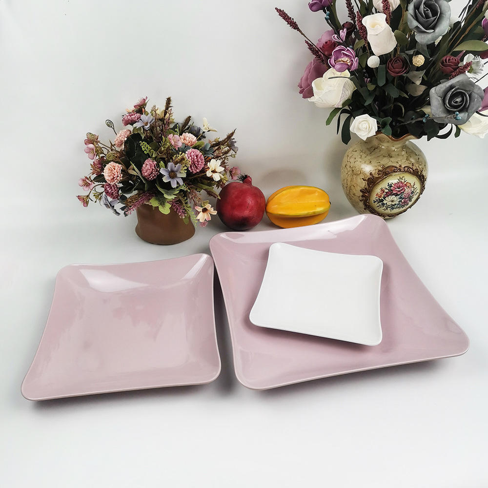 Unbreakable Melamine Dish Square Shape Dinner Plates for Restaurant