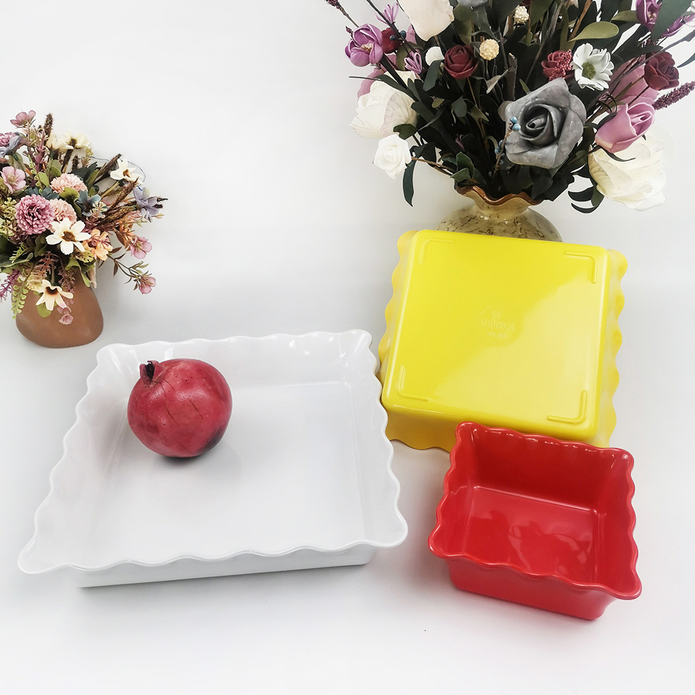 Unique design kitchen square wavy fruit salad bowl