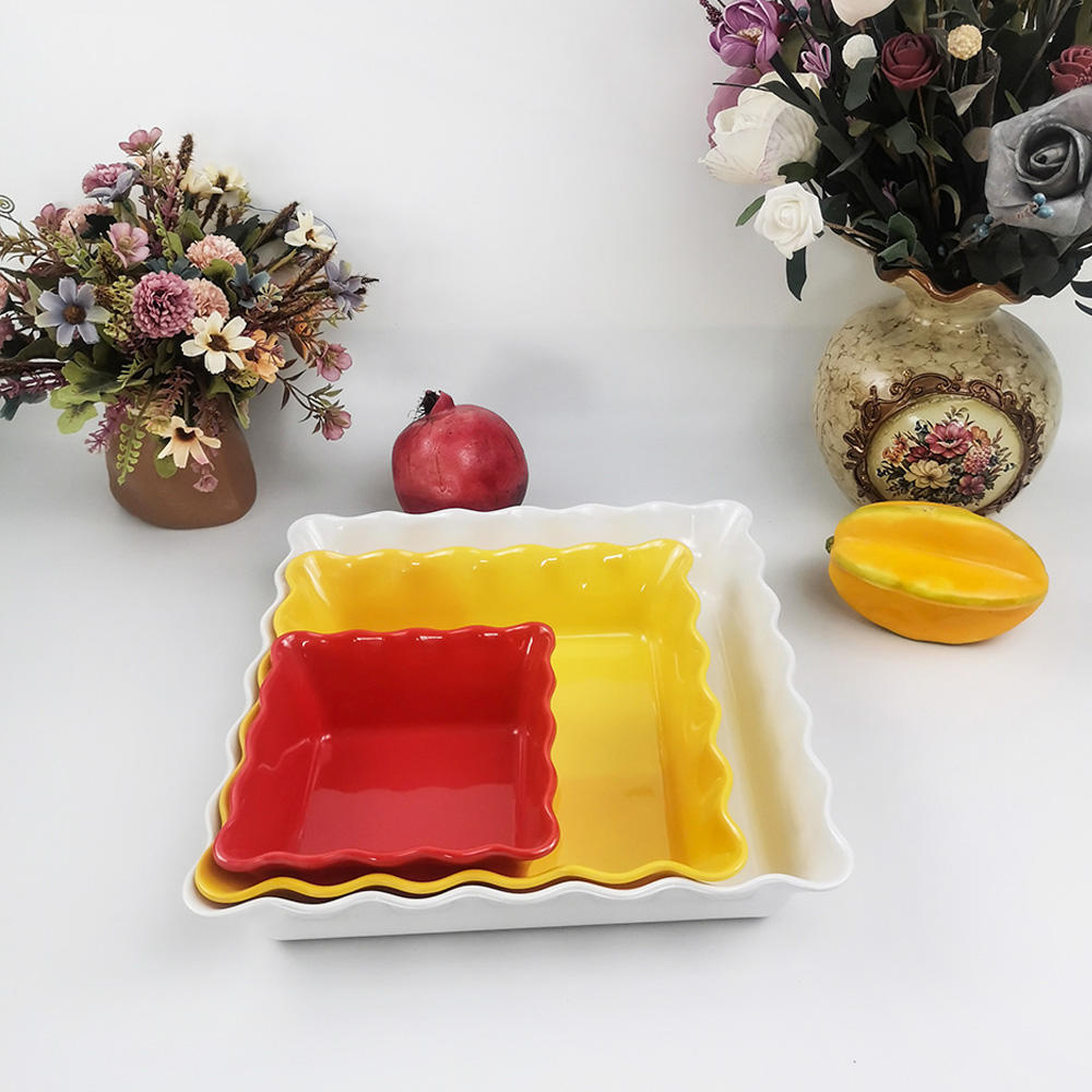 Unique design kitchen square wavy fruit salad bowl