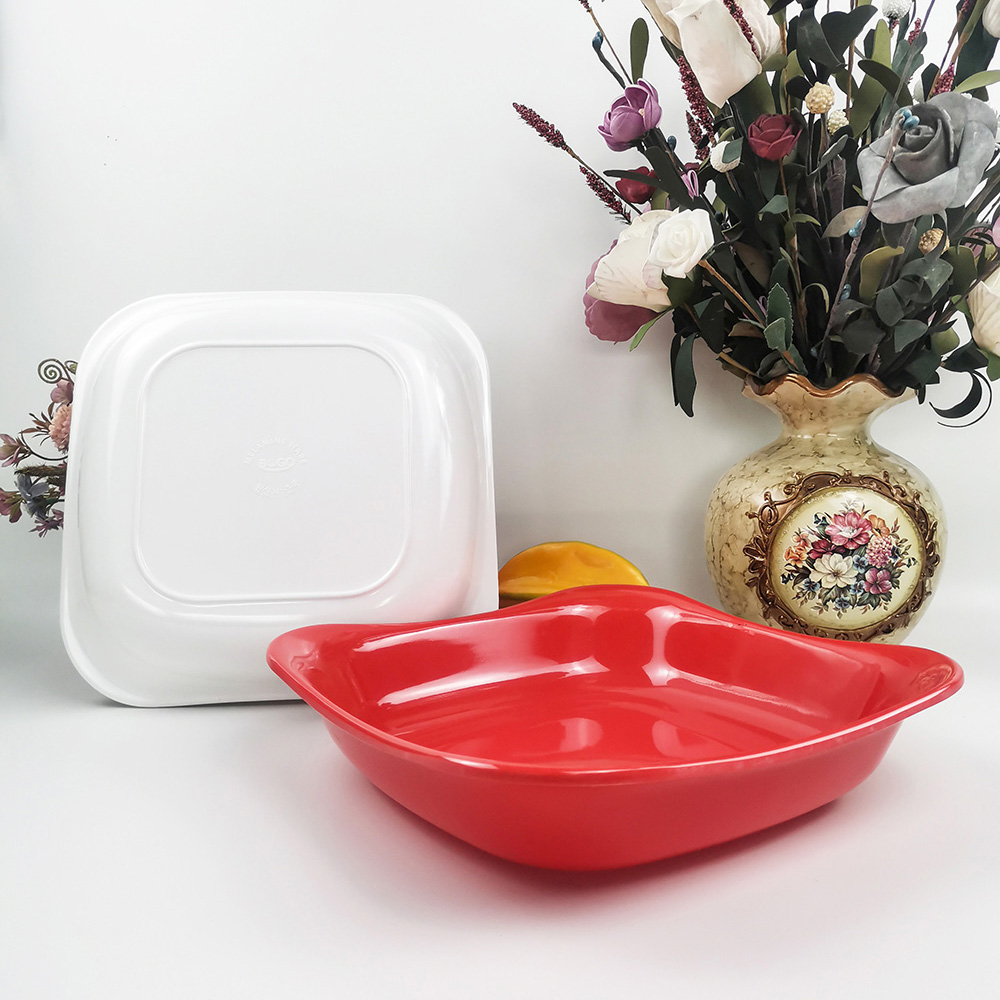 Wholesale Restaurant Dinner Plates White or Red Melamine Square Plate
