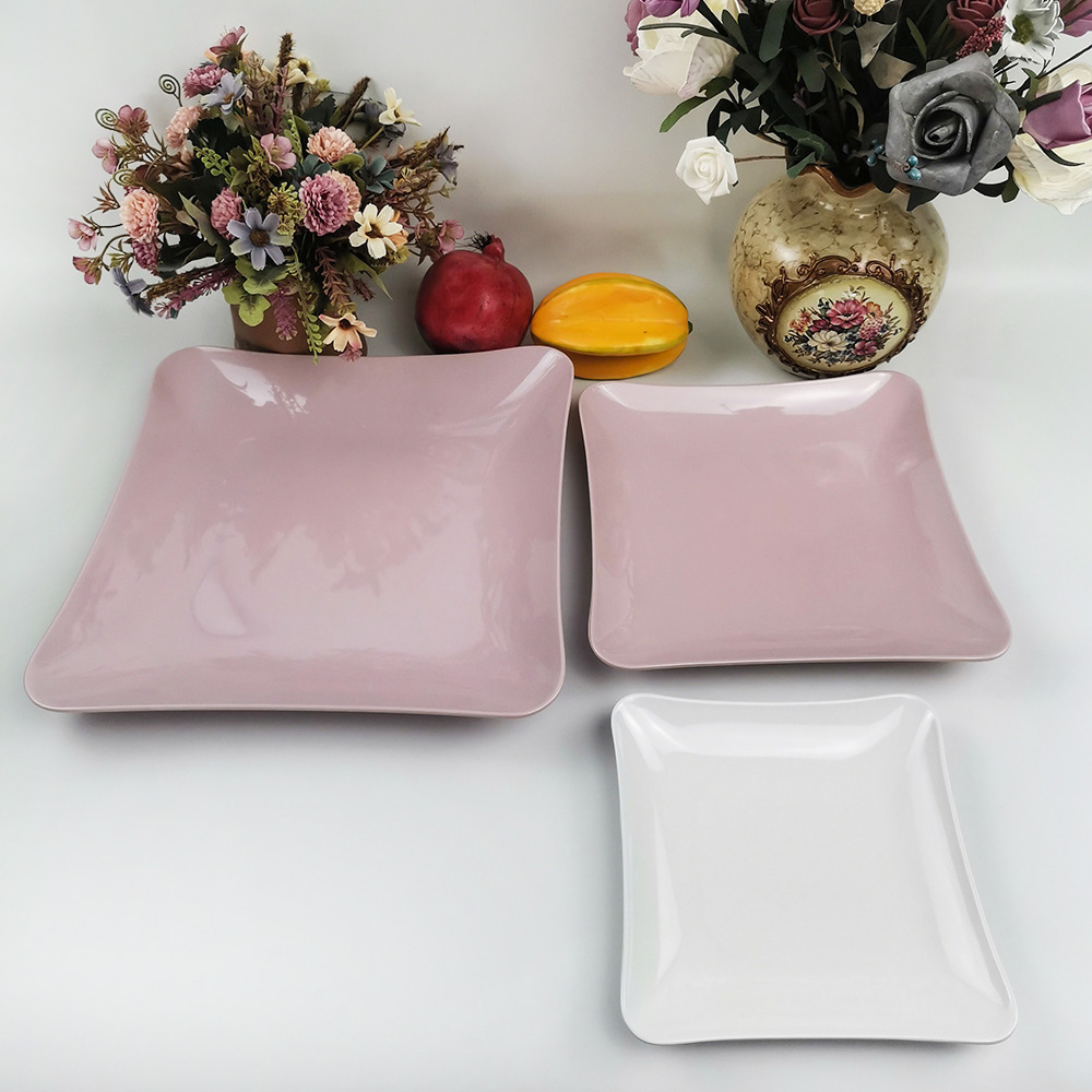 Unbreakable Melamine Dish Square Shape Dinner Plates for Restaurant