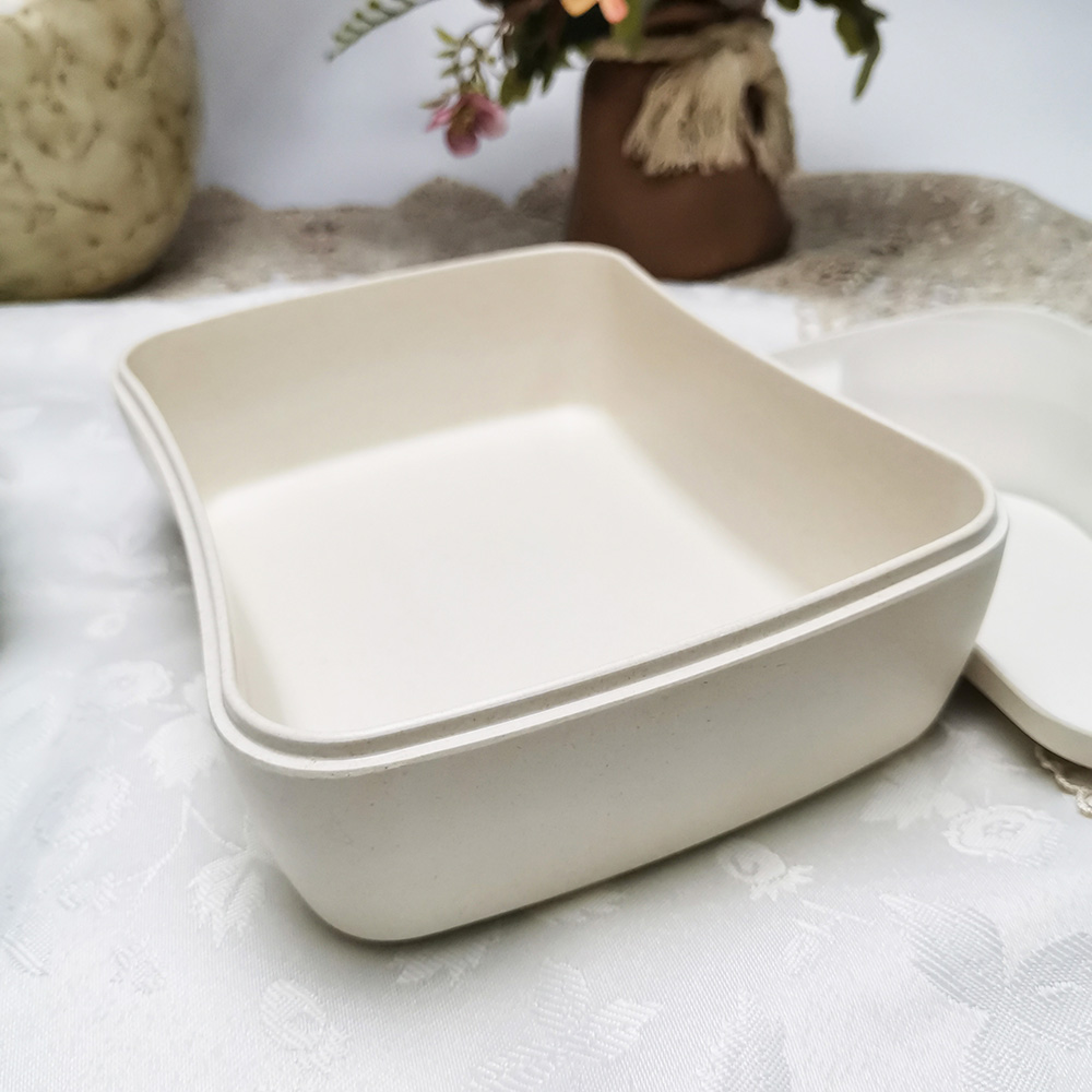 L882 Small waist design melamine or bamboo fiber Bento box with binding seal lunchbox can do customized pattern