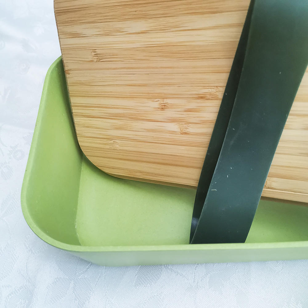 L883 900ml bamboo fiber lunch box Large capacity large multifunction bamboo cover cutting board Lunch box Bento box