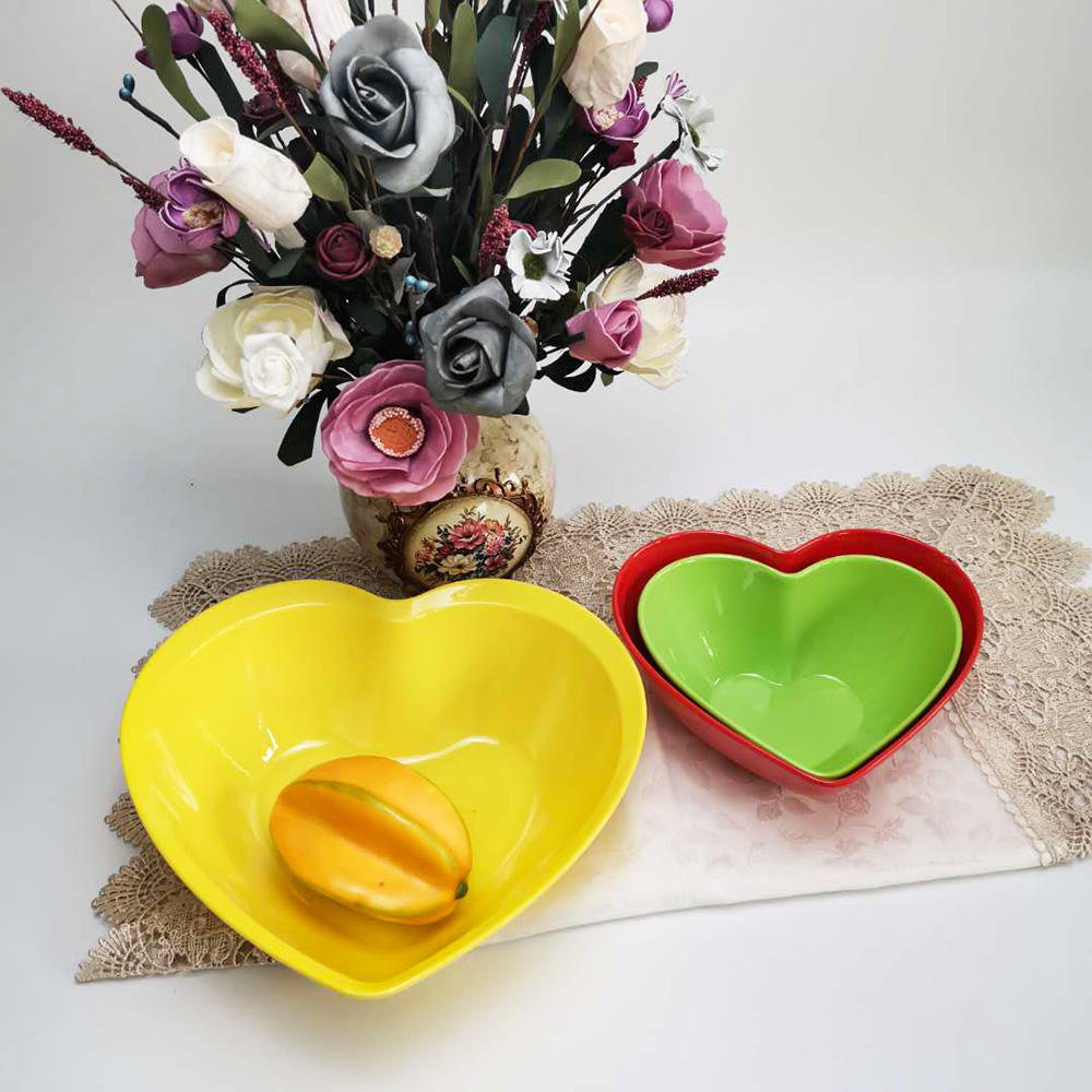 Home Heart Shaped Snack Fruits Bowls Melamine Heart-Shaped Salad Bowl