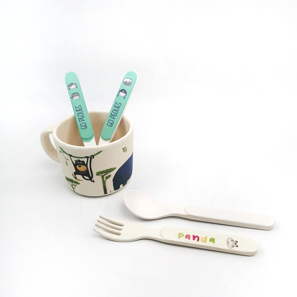 Wholesale High Quality Kids Bamboo Fiber Melamine Tableware Spoon Fork And Knife