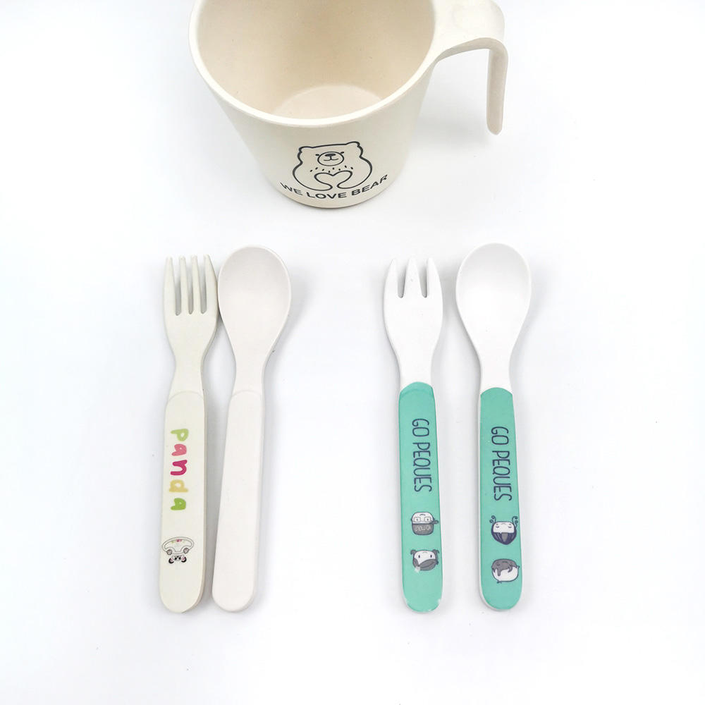Wholesale High Quality Kids Bamboo Fiber Melamine Tableware Spoon Fork And Knife