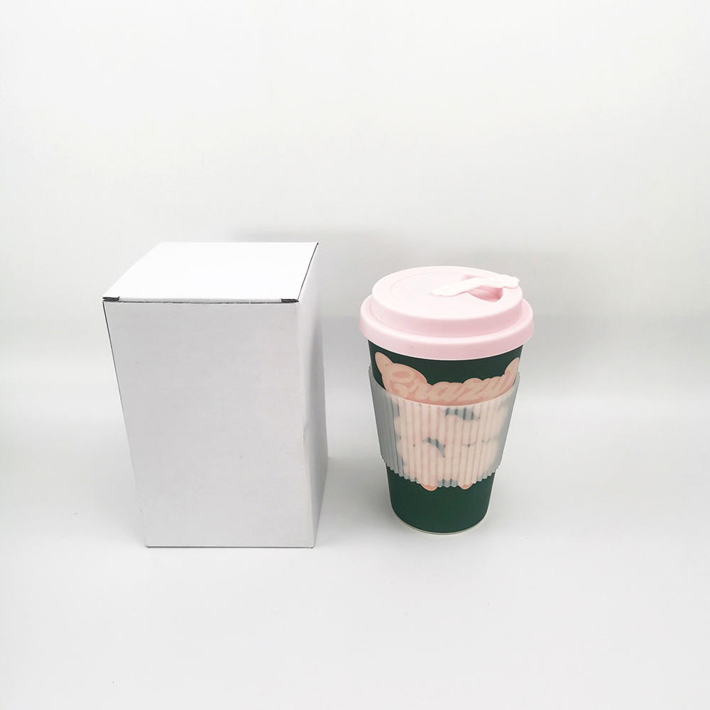 Eco-friendly customized travel mugs bamboo fiber coffee cup with lid