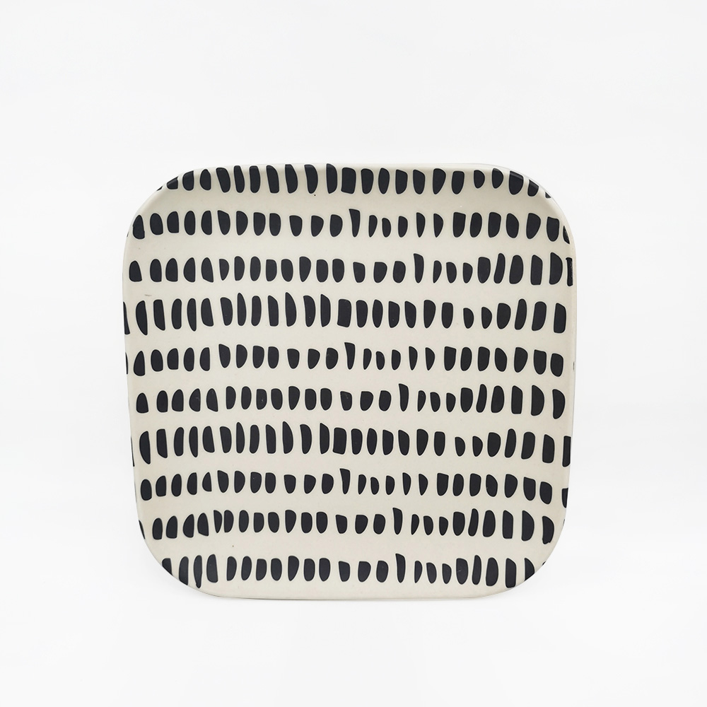 8 inch melamine or bamboo fiber disc after-dinner square steak food plate