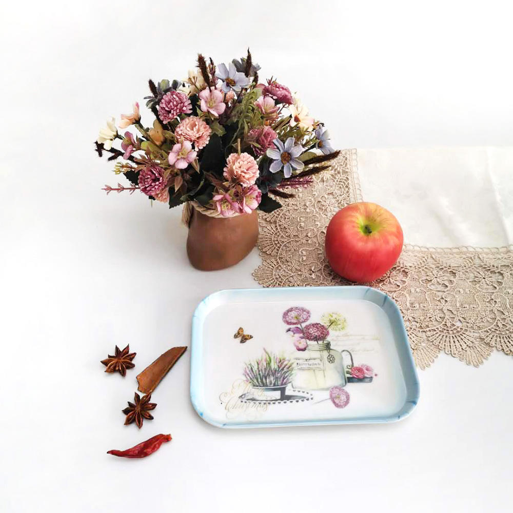Customized Printing Restaurant Small Square Fruit Tray With Handles