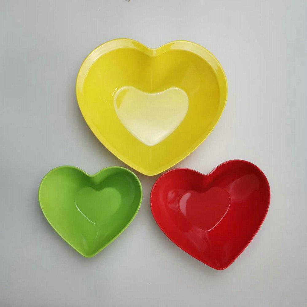 Melamine heart-shaped bowl, heart-shaped salad bowl, soup bowl, large and small heart-shaped bowl